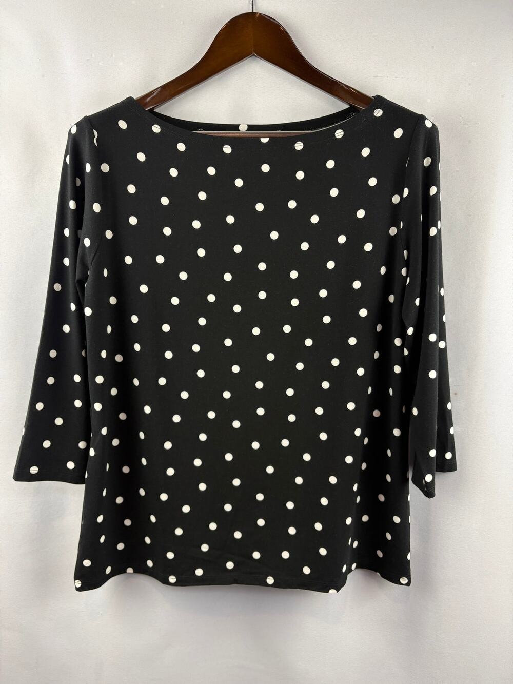 Women’s Ann Taylor Factory Large Black w/ White Polka Dot Blouse